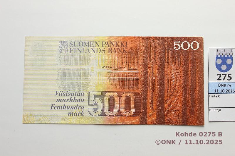 k-0275-b.jpg - Kohde 275 (kuva 2/2), l�ht�hinta: 50 &euro; / ei tarjouksia 500 mk 1986 LA SNY 194.2 7025833697 OL II-Va2, kunto: 6