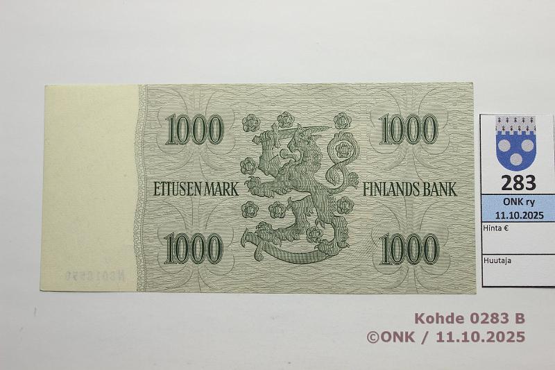 k-0283-b.jpg - Kohde 283 (kuva 2/2), lhthinta: 50 € / ei tarjouksia 1000 mk 1955 SNY 200.1.1 N8018550 KA I-AAs, vl1, kunto: 7