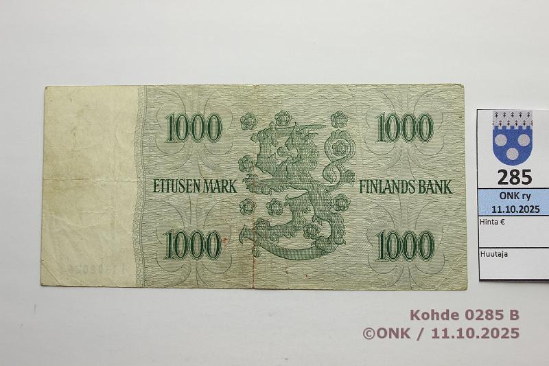 k-0285-b.jpg - Kohde 285 (kuva 2/2), lhthinta: 50 € / ei tarjouksia 1000 mk 1955 SNY 200.1.3 I1302026 KA I-AAs, vl2, kunto: 4