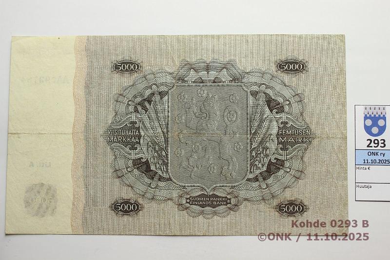 k-0293-b.jpg - Kohde 293 (kuva 2/2), l�ht�hinta: 2000 &euro; / ei tarjouksia 5000 mk 1945 LA SNY 204.1.1 AA093784 FIE-Sac, 2 kirjaimella, kunto: 5