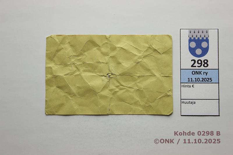 k-0298-b.jpg - Kohde 298 (kuva 2/2), l�ht�hinta: 40 &euro; / ei tarjouksia V�rtsil� 50 p 1918 Pasanen 134b N:o 2170, rep�, reiki�, kunto: 3