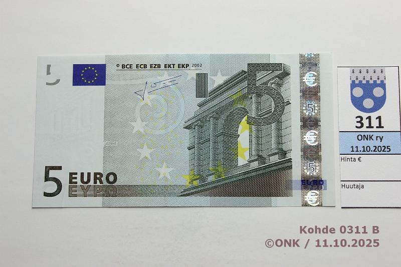 k-0311-b.jpg - Kohde 311 (kuva 2/2), lhthinta: 15 € / ei tarjouksia Ranska 1/2/U/L29 U48773550947 L029 H5 Tri, var A, painuma, pvtahra, kunto: 8