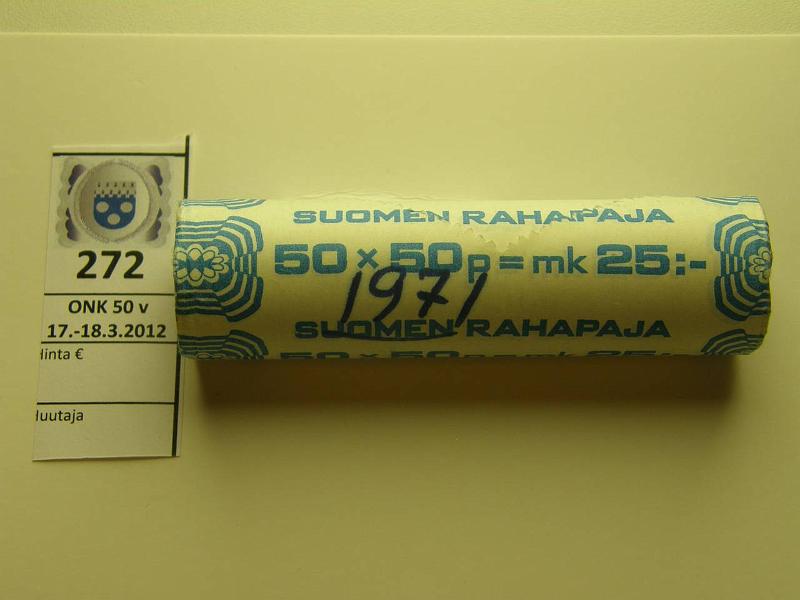 k-0272-a.jpg - Kohde 272, lhthinta: 40 € 50 p 1971 RP rulla, kruuna/klaava, km, kunto: 9