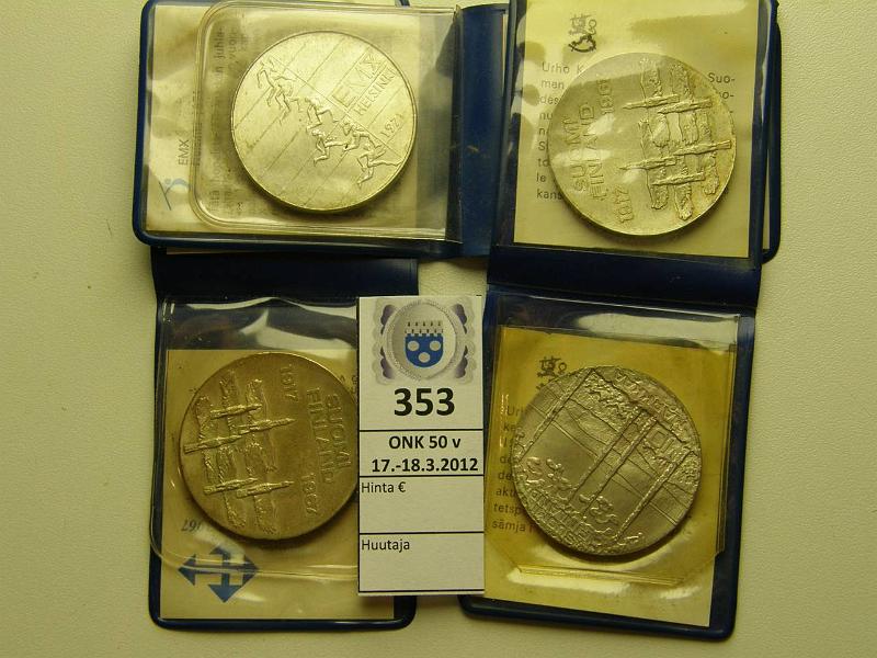 k-0353-a.jpg - Kohde 353, l�ht�hinta: 20 &euro; / myyntihinta: 42 &euro; 10 mk Er� (4) Ag, 1967(2), 71, 75, osassa hom., kunto: 8-9
