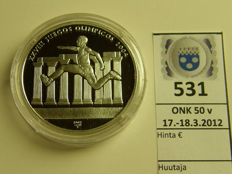 k-0531-a.jpg - Kohde 531, l�ht�hinta: 15 &euro; / myyntihinta: 15 &euro; Ateena 10 pesos 2004 Ag, Kuuba, kapseli, kunto: 10