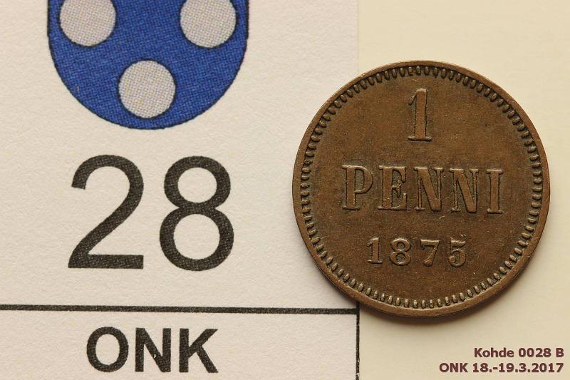 k-0028-b.jpg - Kohde 28 (kuva 2/2), l�ht�hinta: 10 &euro; / myyntihinta: 17 &euro; 1 p 1875, kunto: 7