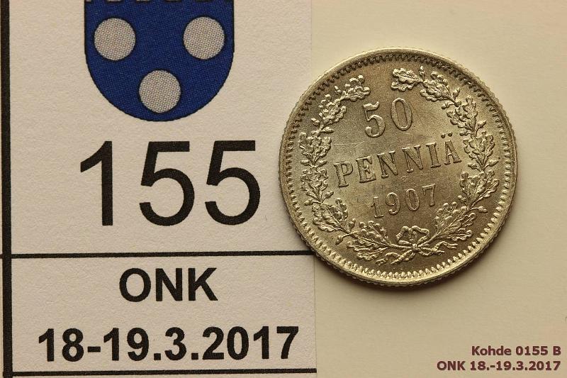 k-0155-b.jpg - Kohde 155 (kuva 2/2), l�ht�hinta: 25 &euro; / myyntihinta: 74 &euro; 50 p 1907 Ag, eritt�in kaunis!, kunto: 8/9